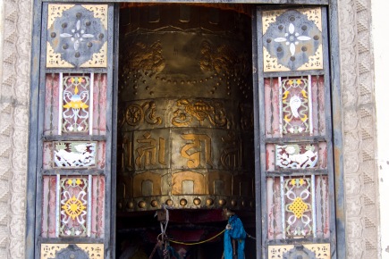 A giant Prayer wheel at our first monastery